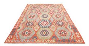 Tappeto Kilim Geometrico Arancione Rosso 184x248 Cm