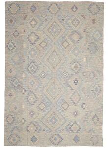 Tappeto Kilim Geometrico Beige Azzurro 201x293 Cm