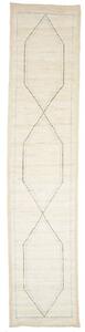 Tappeto Berbero Geometrico Beige Blu Corsia 83x375 Cm