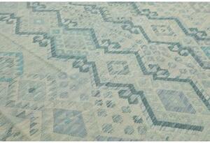 Tappeto Kilim Geometrico Azzurro Verde Acqua Quadrato 263x289 Cm