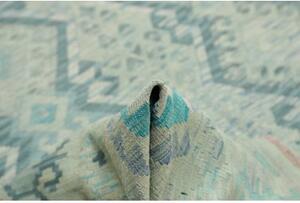 Tappeto Kilim Geometrico Azzurro Verde Acqua Quadrato 263x289 Cm