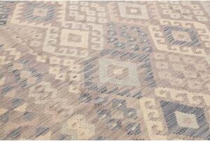 Tappeto Kilim Geometrico Beige Blu 265x341 Cm