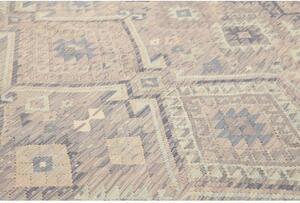 Tappeto Kilim Geometrico Grigio Tortora Beige Chiaro 211x294 Cm