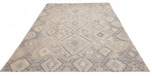 Tappeto Kilim Geometrico Grigio Tortora Beige Chiaro 211x294 Cm