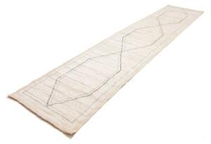 Tappeto Berbero Geometrico Beige Blu Corsia 83x375 Cm