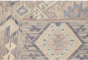 Tappeto Kilim Geometrico Grigio Tortora Beige Chiaro 211x294 Cm