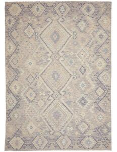 Tappeto Kilim Geometrico Grigio Tortora Beige Chiaro 211x294 Cm