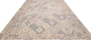 Tappeto Kilim Geometrico Beige Blu 265x341 Cm