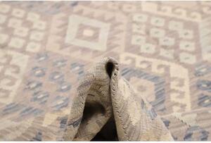 Tappeto Kilim Geometrico Beige Blu 265x341 Cm