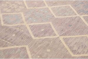 Tappeto Kilim Geometrico Tortora Grigio Azzurro 257x344 Cm