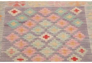 Tappeto Kilim Geometrico Grigio Lavanda Azzurro Corsia 73x244 Cm