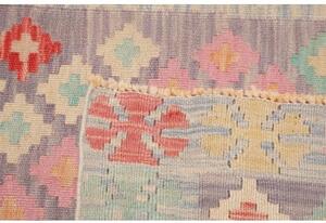 Tappeto Kilim Geometrico Grigio Lavanda Azzurro Corsia 73x244 Cm