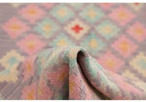 Tappeto Kilim Geometrico Grigio Lavanda Azzurro Corsia 73x244 Cm