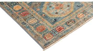 Tappeto Kazak Fine Geometrico Blu Beige Corsia 77x312 Cm