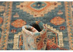 Tappeto Kazak Fine Geometrico Blu Beige Corsia 77x312 Cm