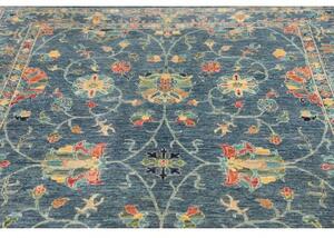 Tappeto Zigler Fine Floreale Blu Ottanio Rosso Corallo 170x241 Cm