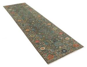 Tappeto Zigler Fine Stilizzato Verde Petrolio Rosso Ruggine Corsia 78x246 Cm