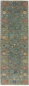 Tappeto Zigler Fine Stilizzato Verde Petrolio Rosso Ruggine Corsia 78x246 Cm