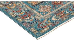 Tappeto Floralia Geometrico Blu Rosso 122x166 Cm