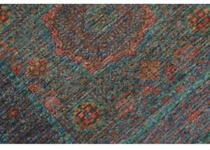 Tappeto Kairo Geometrico Blu Petrolio Corallo Corsia 82x240 Cm