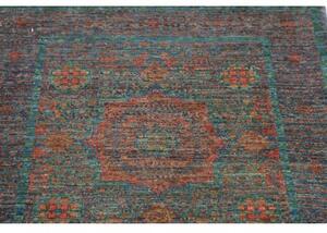 Tappeto Kairo Geometrico Blu Petrolio Corallo Corsia 82x240 Cm