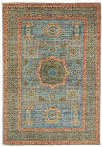 Tappeto Kairo Geometrico Blu Cielo Verde Salvia 100x146 Cm