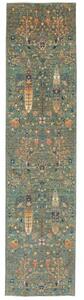 Tappeto Floralia Stilizzato Verde Petrolio Arancione Corsia 82x344 Cm