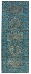 Tappeto Kairo Geometrico Verde Petrolio Beige Corsia 79x208 Cm