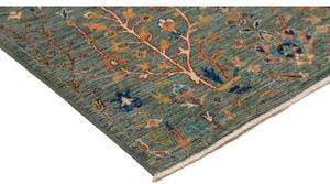 Tappeto Floralia Stilizzato Verde Petrolio Arancione Corsia 82x344 Cm