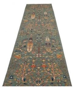 Tappeto Floralia Stilizzato Verde Petrolio Arancione Corsia 82x344 Cm