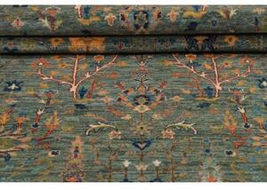 Tappeto Floralia Stilizzato Verde Petrolio Arancione Corsia 82x344 Cm