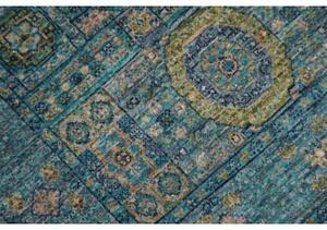Tappeto Kairo Geometrico Verde Petrolio Beige Corsia 79x208 Cm
