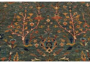 Tappeto Floralia Stilizzato Verde Petrolio Arancione Corsia 82x344 Cm