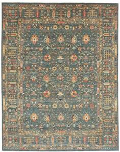 Tappeto Zigler Fine Floreale Verde Petrolio Beige 240x307 Cm