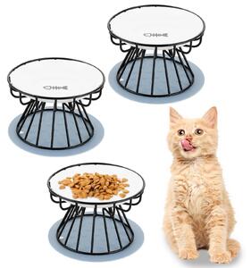 Set di 3 lettiere rialzate in Vetroceramica per gatti, complete di tappetini