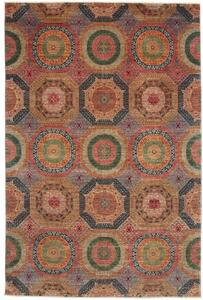 Tappeto Kairo Geometrico Rosso Ruggine Blu Scuro 197x298 Cm