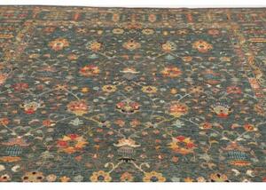 Tappeto Zigler Fine Floreale Verde Petrolio Beige 240x307 Cm