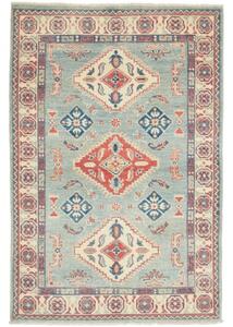Tappeto Kazak Stilizzato Azzurro Rosso Mattone 100x149 Cm