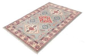 Tappeto Kazak Stilizzato Azzurro Rosso Mattone 100x149 Cm