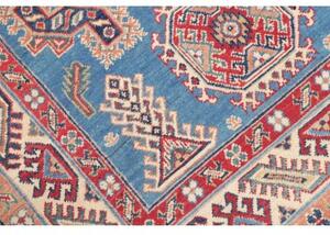 Tappeto Kazak Geometrico Blu Cielo Rosso Mattone 125x182 Cm
