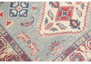 Tappeto Kazak Stilizzato Azzurro Rosso Mattone 100x149 Cm