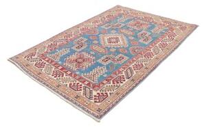 Tappeto Kazak Geometrico Blu Cielo Rosso Mattone 125x182 Cm