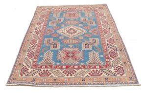 Tappeto Kazak Geometrico Blu Cielo Rosso Mattone 125x182 Cm