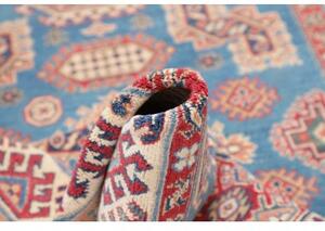 Tappeto Kazak Geometrico Blu Cielo Rosso Mattone 125x182 Cm