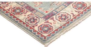 Tappeto Kazak Stilizzato Azzurro Rosso Mattone 100x149 Cm