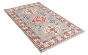 Tappeto Kazak Stilizzato Azzurro Rosso Mattone 100x149 Cm
