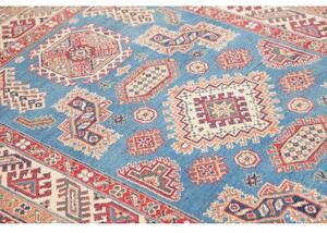 Tappeto Kazak Geometrico Blu Cielo Rosso Mattone 125x182 Cm