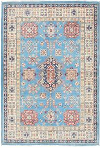 Tappeto Kazak Geometrico Azzurro Beige 122x179 Cm