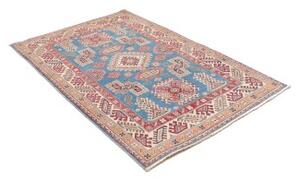 Tappeto Kazak Geometrico Blu Cielo Rosso Mattone 125x182 Cm