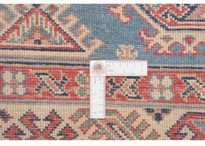 Tappeto Kazak Geometrico Blu Cielo Rosso Mattone 125x182 Cm